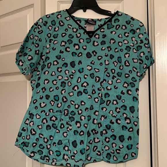 Cherokee Tops Runway By Cherokee Leopard Print Scrub Top Poshmark